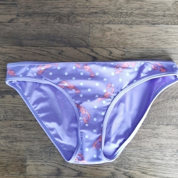 AERIE Bikini Top Bottom Bandeau Orange Lobsters New Small - Picture 2 of 7